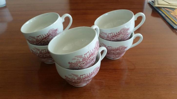 Wedgwood Servies Dickens coaching days – 6x Kop en schotel, Antiek en Kunst, Antiek | Servies los, Ophalen of Verzenden