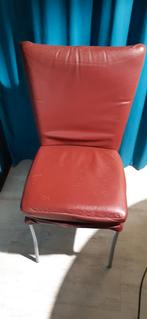 Bordo rode leren eetkamerstoelen, Huis en Inrichting, Stoelen, Ophalen, Strak, Gebruikt, Leer