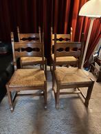 4 eiken eetkamer stoelen met rieten zit gedeelte, Ophalen
