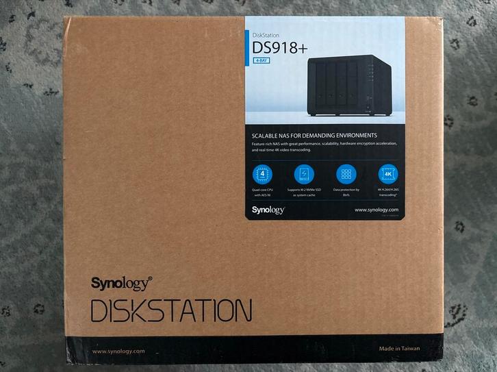 Synology DS918+ NAS - Krachtige 4-Bay DiskStation, Computers en Software, NAS, Zo goed als nieuw, Ophalen