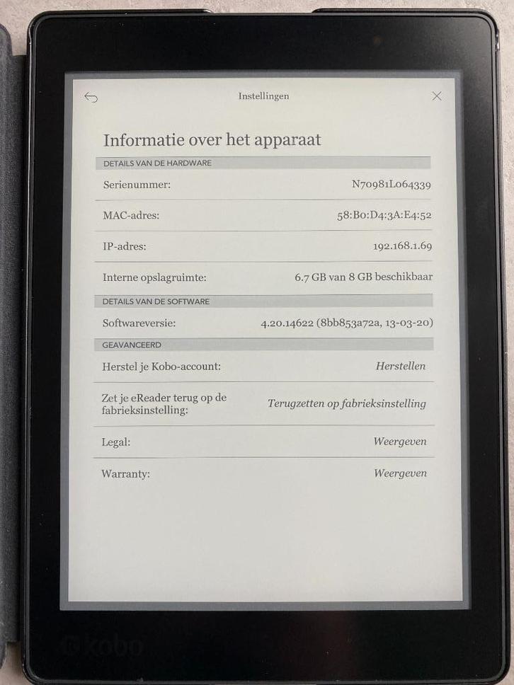 Kobo Aura One 8GB, Computers en Software, E-readers, Zo goed als nieuw, 8 inch, 8 GB, Touchscreen, Waterbestendig, Ophalen of Verzenden