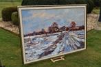 Henri Hess, ZEER GROOT !!!  Winterlandschap op linnen., Ophalen of Verzenden