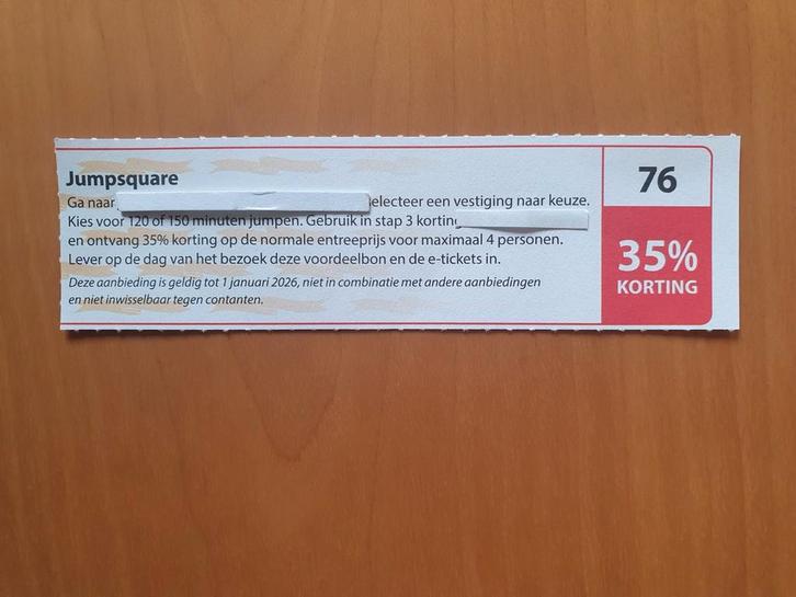 Jumpsquare 35% korting maximaal 4 personen, Tickets en Kaartjes, Kortingen en Cadeaubonnen, Drie personen of meer, Overige typen