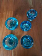 Leonardo theelichthouders / kandelaars blauw glas, Huis en Inrichting, Woonaccessoires | Kandelaars en Kaarsen, Overige materialen
