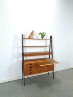 Zweeds teak wandkast roomdivider met lades vintage, Teakhout, Gebruikt, Ophalen of Verzenden, Minder dan 150 cm