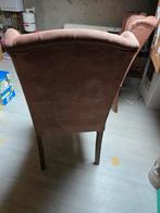 Eetkamerstoelen conjac kleur met gecapitioneerde knopen, Ophalen of Verzenden, Zo goed als nieuw, 4 tot 6 stoelen