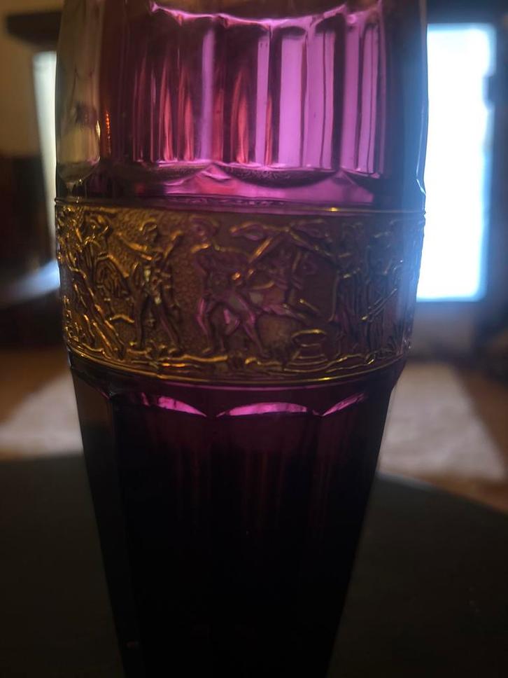 Antieke Vaas Walther - Paars Glas met Gouden Details, Antiek en Kunst, Antiek | Glas en Kristal, Ophalen
