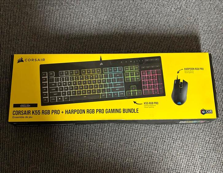 Corsair K55 RGB Toetsenbord & Muis Set, Computers en Software, Toetsenborden, Zo goed als nieuw, Qwerty, Bedraad, Toetsenbord en muis-set