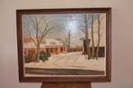 Primitief schilderij School Oudenbosch gesig. E Vonk, Ophalen of Verzenden