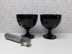 2 zwart glazen Italiaanse ijscoupes, vintage, Antiek en Kunst, Antiek | Glas en Kristal, Ophalen of Verzenden