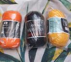 3 bollen katoen, oranje/geel/zwart, Hobby en Vrije tijd, Breien en Haken, Ophalen of Verzenden, Nieuw, Breien of Haken, Overige typen