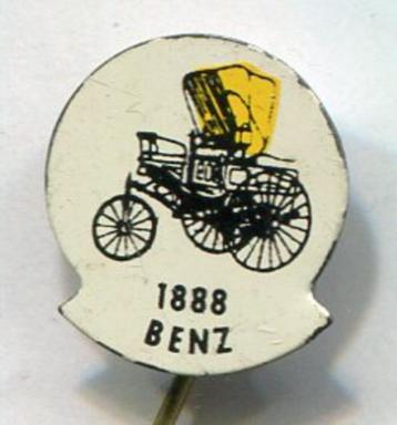 1888 BENZ geel op blik auto speldje ( A_096a ) beschikbaar voor biedingen