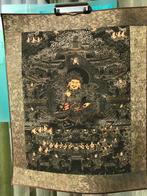 Prachtige Mahakala thangka met brokade rand. Tibet, Antiek en Kunst, Kunst | Niet-Westerse kunst, Ophalen of Verzenden
