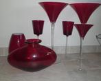 Rode glazen vazen set, Ophalen, Gebruikt, Glas, 75 cm of meer