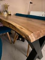 Eethoek Suar Hout + 4 Petrol Stoelen + Hanglamp, Ophalen, Gebruikt, 50 tot 100 cm, 150 tot 200 cm