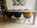 Eetkamertafel met 6 draaibare stoelen, Huis en Inrichting, Tafels | Eettafels, 200 cm of meer, Zo goed als nieuw, Rechthoekig
