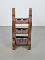 Vintage eiken brutalist houten wijnrek japandi 1960, Ophalen of Verzenden, N, Minder dan 50 cm, Hout