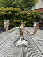 Zware vintage kandelaar gemerkt met een w verzilverd ?, Ophalen of Verzenden, Zilver