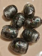 Grote glaskralen silvervoil/groen/rood inside glaskralen, Verzenden, Nieuw, Kraal