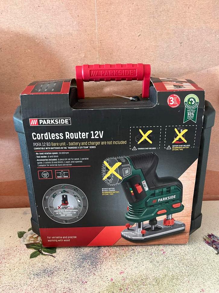 Parkside 12V Bovenfrees - Nieuw in doos!, Doe-het-zelf en Verbouw, Gereedschap | Freesmachines, Nieuw, Accu, Bovenfrees, Ophalen of Verzenden