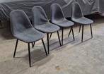 Grijze stoffen stoelen 4 stuks, Huis en Inrichting, Stoelen, Ophalen, Gebruikt, Vier, Stof