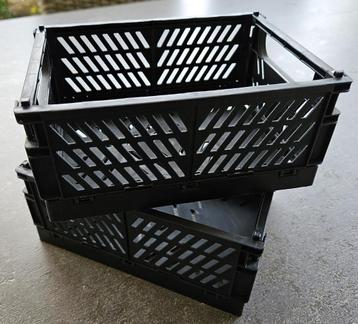 Kleine Klap kratten, 12 stuks, zwart beschikbaar voor biedingen
