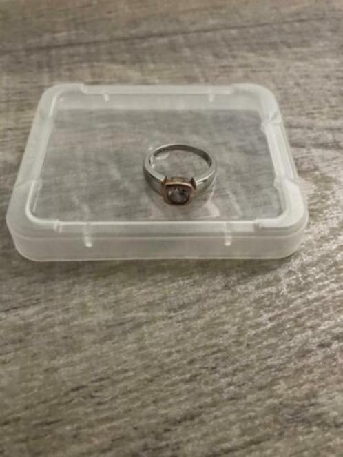 ZINZI zilveren ring rosé verguld met witte zirconia ZIR1150, Sieraden, Tassen en Uiterlijk, Ringen, Zo goed als nieuw, Dame, 17 tot 18