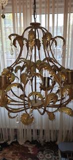 Grote sierlijke oude brocante metalen hanglamp met bladeren, Huis en Inrichting, Ophalen, Zo goed als nieuw