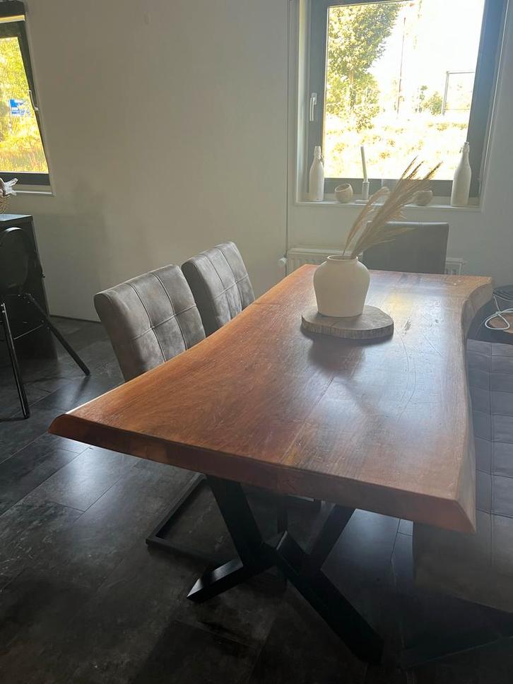 Houten Eettafel met Stoelen en Zitbank - Zelf Demonteren, Huis en Inrichting, Tafels | Eettafels, Gebruikt, 100 tot 150 cm, 150 tot 200 cm