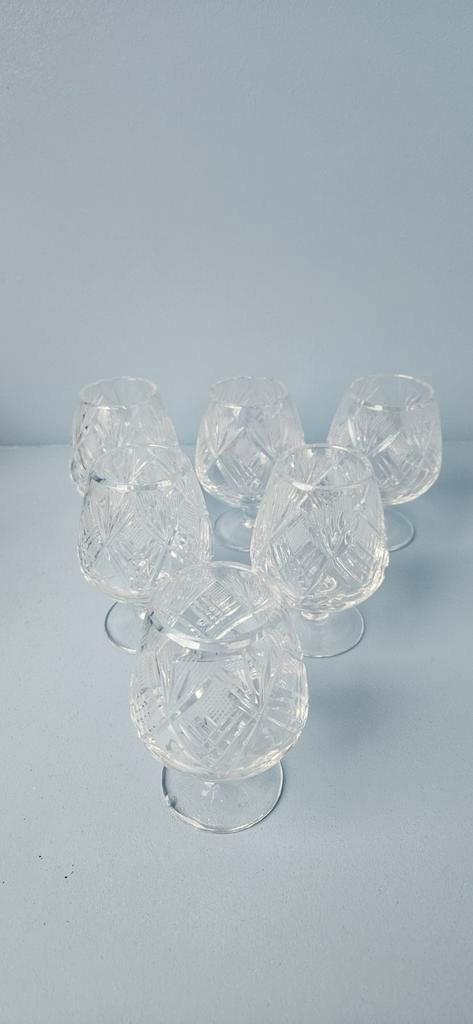 Kristallen Cognac glazen 6 stuks, Antiek en Kunst, Antiek | Glas en Kristal, Ophalen of Verzenden