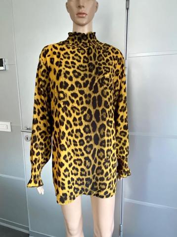 H276 Lange blouse tuniek top maat L=42/44 geel/zwart beschikbaar voor biedingen