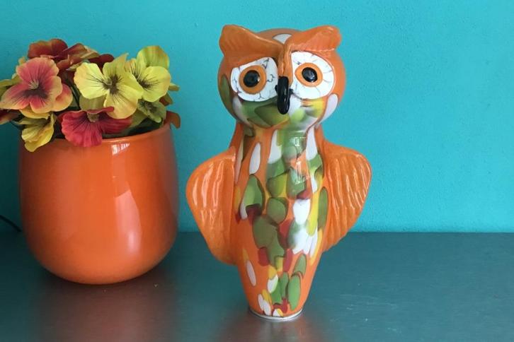 Uil glas Murano style, Antiek en Kunst, Antiek | Glas en Kristal, Ophalen of Verzenden