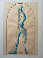 Paar. Man en vrouw. Naakt. Aquarel. Ger Reinders?., Ophalen of Verzenden