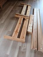 Geloogd grenen bed 140x200 met lattenbodem, Ophalen, Gebruikt, Beige, 140 cm
