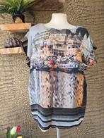 Zijden top zomerse print 44 shirt Open End tuniek 100% zijde, Overige kleuren, Ophalen of Verzenden, Zo goed als nieuw, Korte mouw