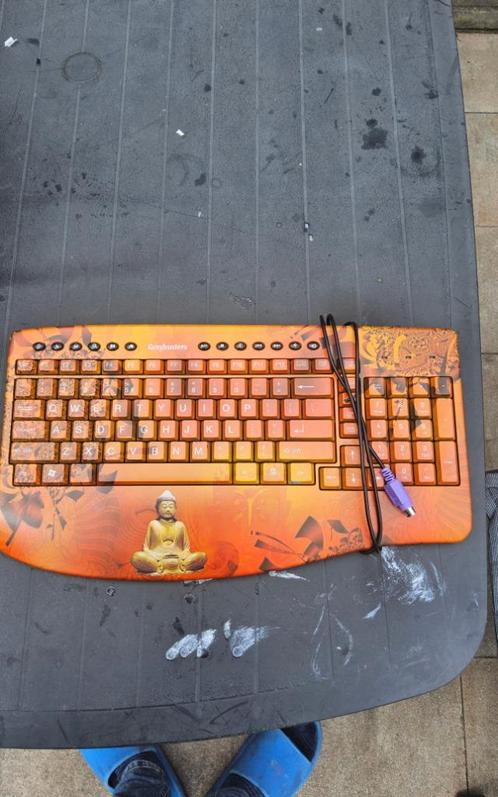 Greybusters Toetsenbord | Boeddha Design | Oranje | PS/2, Computers en Software, Toetsenborden, Zo goed als nieuw, Qwerty, Bedraad