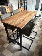 Mangohouten bartafel (Kyan) met 4 stoelen (Lizzy), Ophalen, Zo goed als nieuw