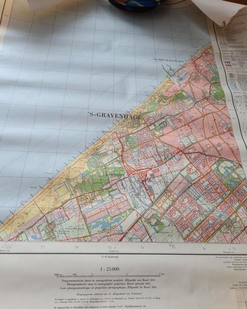 Oude landkaart SCHEVENINGEN 1974 DEN HAAG, Boeken, Atlassen en Landkaarten, Gelezen, Landkaart, Nederland, 1800 tot 2000, Ophalen of Verzenden