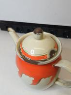 Vintage Emaille Koffiepot Crème/Oranje/Goud / 447, Antiek en Kunst, Antiek | Emaille, Ophalen of Verzenden