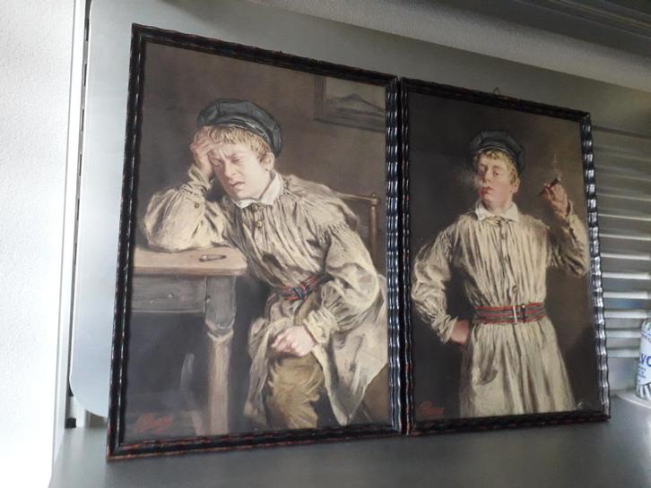 2 ANTIEKE PRENTEN in de ANTIEKE LIJSTEN kunsth A.KLAVERSTIJN, Antiek en Kunst, Kunst | Overige Kunst, Ophalen of Verzenden