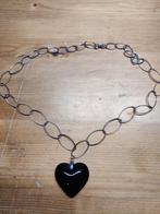 Ketting zwarte hart, Sieraden, Tassen en Uiterlijk, Kettingen, Ophalen of Verzenden, Zo goed als nieuw, Zwart