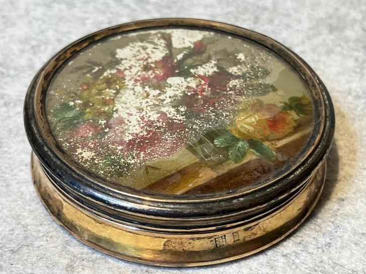 Biedermeier snuifdoosje ca.1850 met bloemschildering, Antiek en Kunst, Curiosa en Brocante, Verzenden