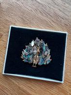 Prachtige broche met parelmoer pauw, Ophalen of Verzenden, Zo goed als nieuw, Zilver, Overige materialen