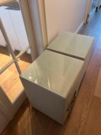 Glazen Tafelblad Nachtkastjes 2, Huis en Inrichting, Ophalen, Gebruikt, Minder dan 45 cm, Glas