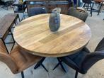 Magazijn Leegverkoop Ronde eettafel mangohout matrix zwart, Nieuw, Ophalen of Verzenden, Info@wkhome.nl, Argonweg 20 Amersfoort