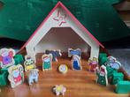 Houten Kerststal met Figuren, Ophalen, Zo goed als nieuw, Complete set