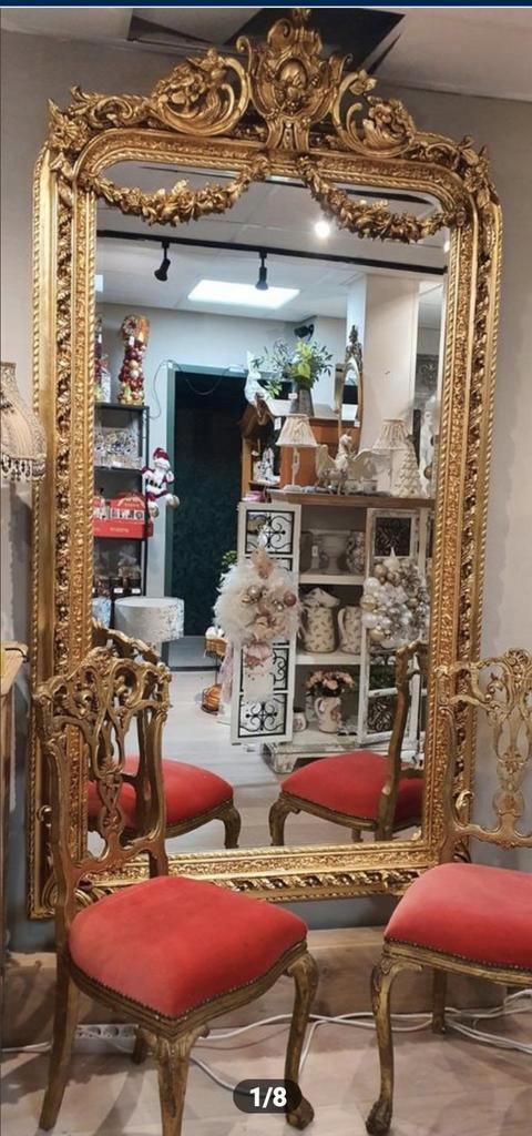 Barok Rococo Spiegel met Facetgeslepen Glas - 215x117cm, Huis en Inrichting, Woonaccessoires | Spiegels, Gebruikt, 100 tot 125 cm