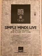 Paginagrote A3 advertentie SIMPLE MINDS City Of Lights relea, Cd's en Dvd's, Vinyl | Pop, Ophalen of Verzenden