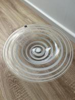 Grote glazen schaal met witte twister “Leonardo”, Overige kleuren, Ophalen of Verzenden, Minder dan 50 cm, Glas