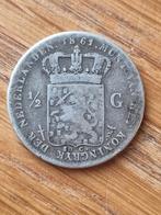 Halve gulden 1861 Willem 3, Postzegels en Munten, Munten | Nederland, Ophalen of Verzenden, Koning Willem III, ½ gulden, Zilver